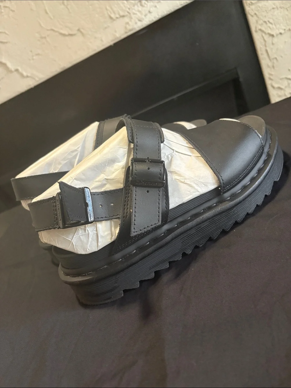 Dr. Martens Black Chunky Platform Buckle Sandals